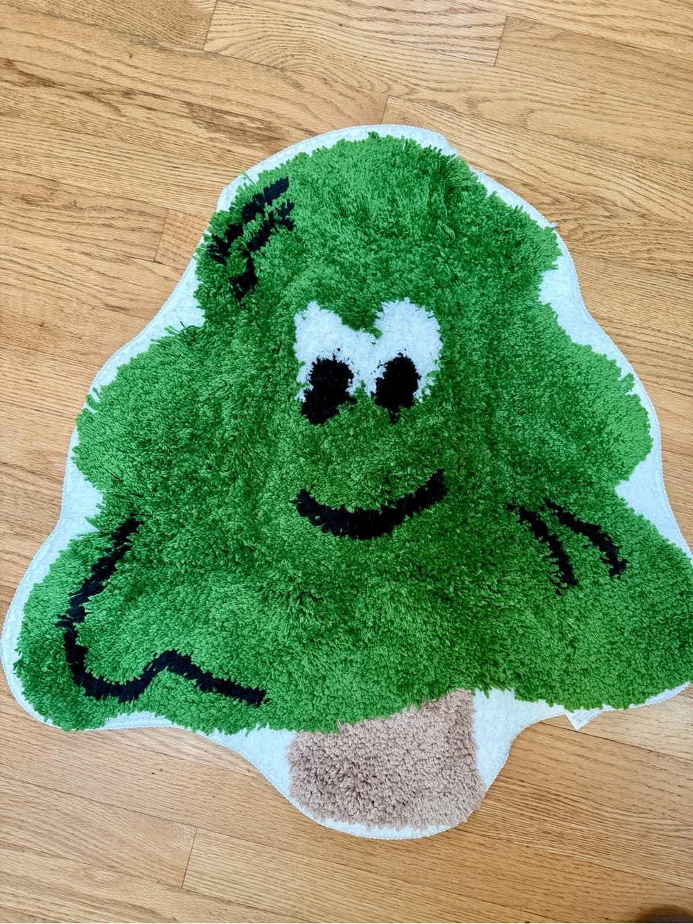 New Green Tree Shaggy Rug with Smiling Face Dorm Kid Holiday